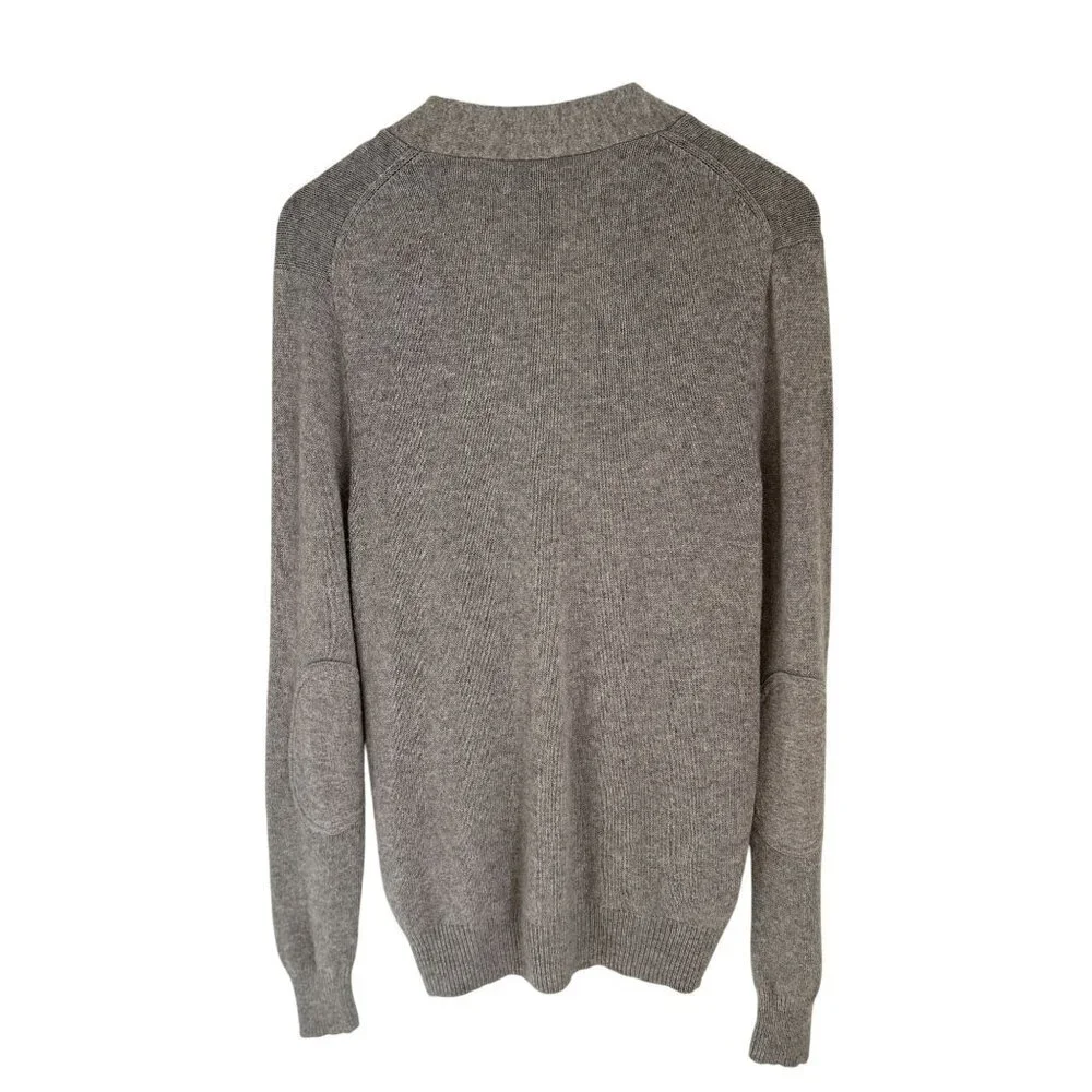 J. Crew Gray Wool Blend Cardigan Elbow Patch Knit Sweater Preppy Old Money Size